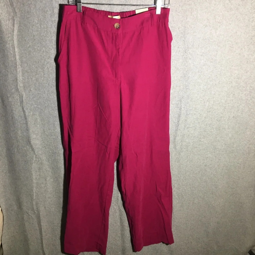 Womens NWT Autres Filles Trousers Straight Leg Hot Pink Career Wear Office Work